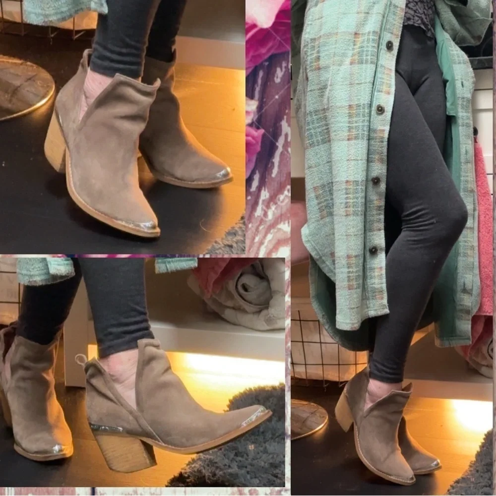 JEFFREY CAMPBELL CROMWELL SLIT TAUPE BOOTIES 7.5